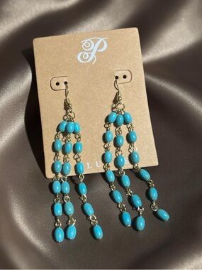 Plunder Turquoise Blue Beaded Dangle Earrings